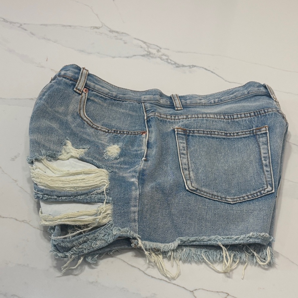 Signature8 Light Blue Frayed Hem Jean Shorts 100%cotton - Picture 16 of 16